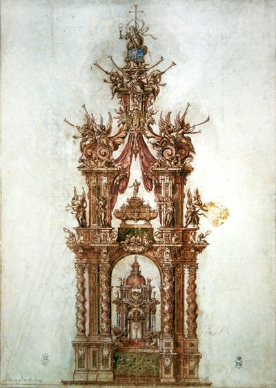 Estudio para el altar de San Isidoro en la Iglesia de San Andrés, Madrid de Sebastian de Herrera Barnuevo